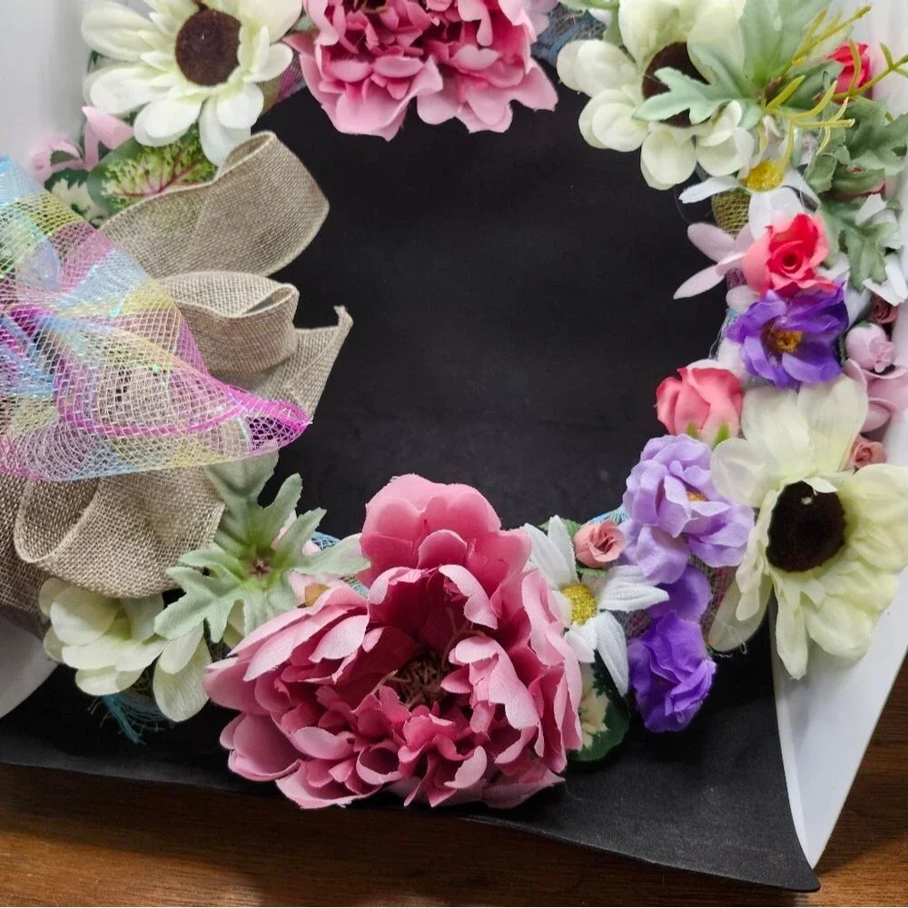 Hand Crafted Floral Wreath Artificial Summer Door Wall Decoration Peony Daisy